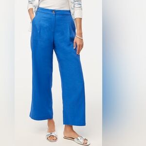 J Crew Factory Tall linen-blend pleated wide-leg crop pant - size 10